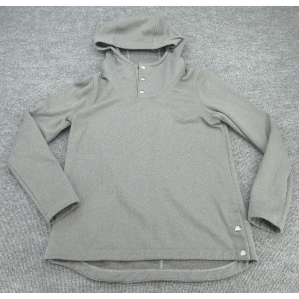 The North Face Mens Hoodie Pullover Regular Grey Snap Neck Waffle Fleece Medium